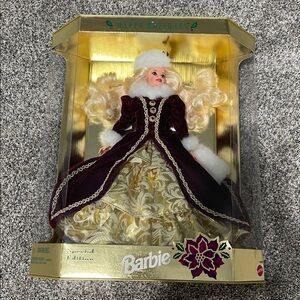 Barbie Holiday Doll in Burgundy and Gold